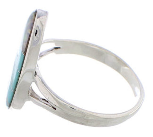 Authentic Sterling Silver Opal Turquoise Inlay Ring Size 8-3/4 WX41620